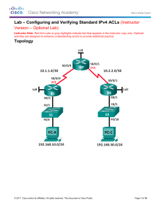 Configuring Standard IPv4 ACLs Lab - Cisco CCNA