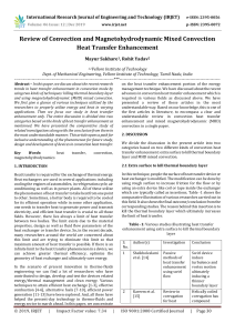 IRJET-Review of Convection and Magnetohydrodynamic Mixed Convection Heat Transfer Enhancement