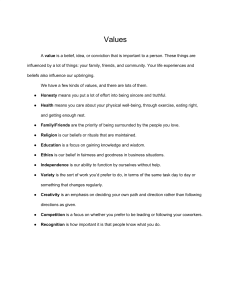 Values activity