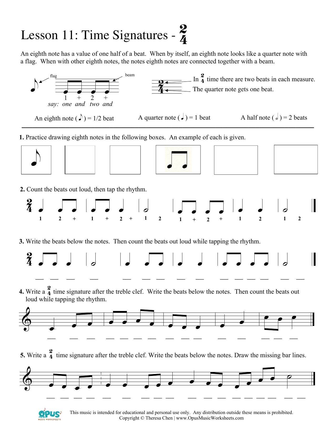Time Signature Examples 2 4