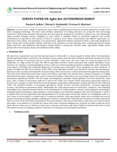 IRJET-    Survey Paper on Agro-Bot Autonomous Robot