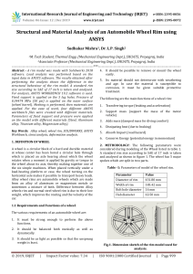 IRJET-Structural and Material Analysis of an Automobile Wheel Rim using ANSYS