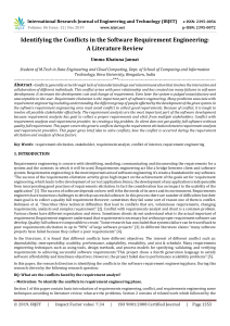 IRJET-    Identifying the Conflicts in the Software Requirement Engineering: A Literature Review