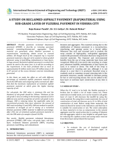IRJET-A Study on Reclaimed Asphalt Pavement (RAP)Material using Sub-Grade Layer of Flexibal Pavement in Vidisha City