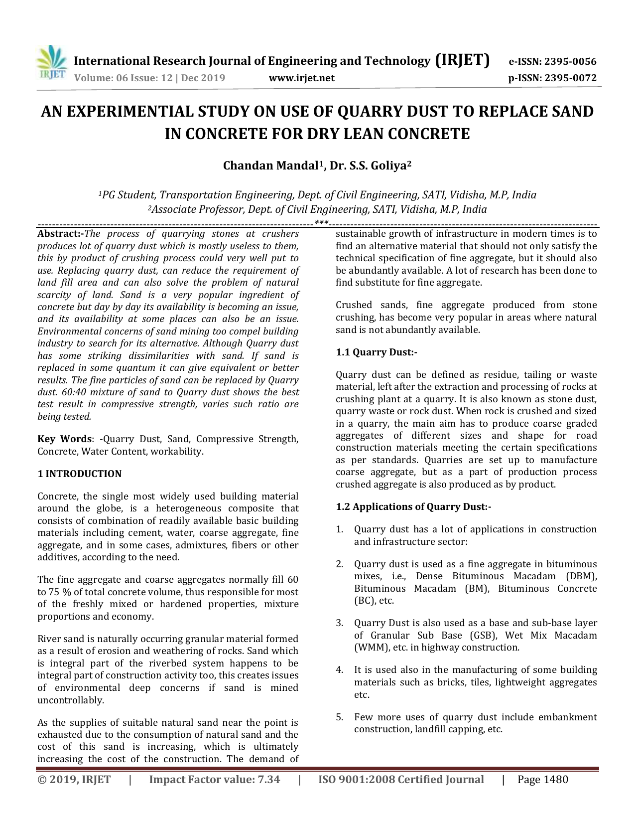 literature review for quarry dust concrete