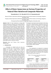 IRJET-    Effect of Water Immersion on Various Properties of Natural Fiber Reinforced Composite Materials