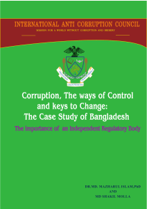 "Corruption"-Its Behavior and Control. A case Study of Bangladesh By Dr. Md Mazharul Islam