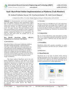 IRJET-    Saas: Sharepoint Online Implementation as Platform (Task Monitor)