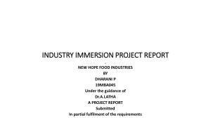 INDUSTRY IMMERSION PROJECT REPORT