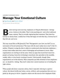 Manage Your Emotional Culture