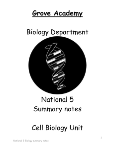 N5 Cell Biology Unit 1 summary Notes