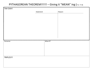 PYTHAGOREAN THEOREM 7.2-7.3
