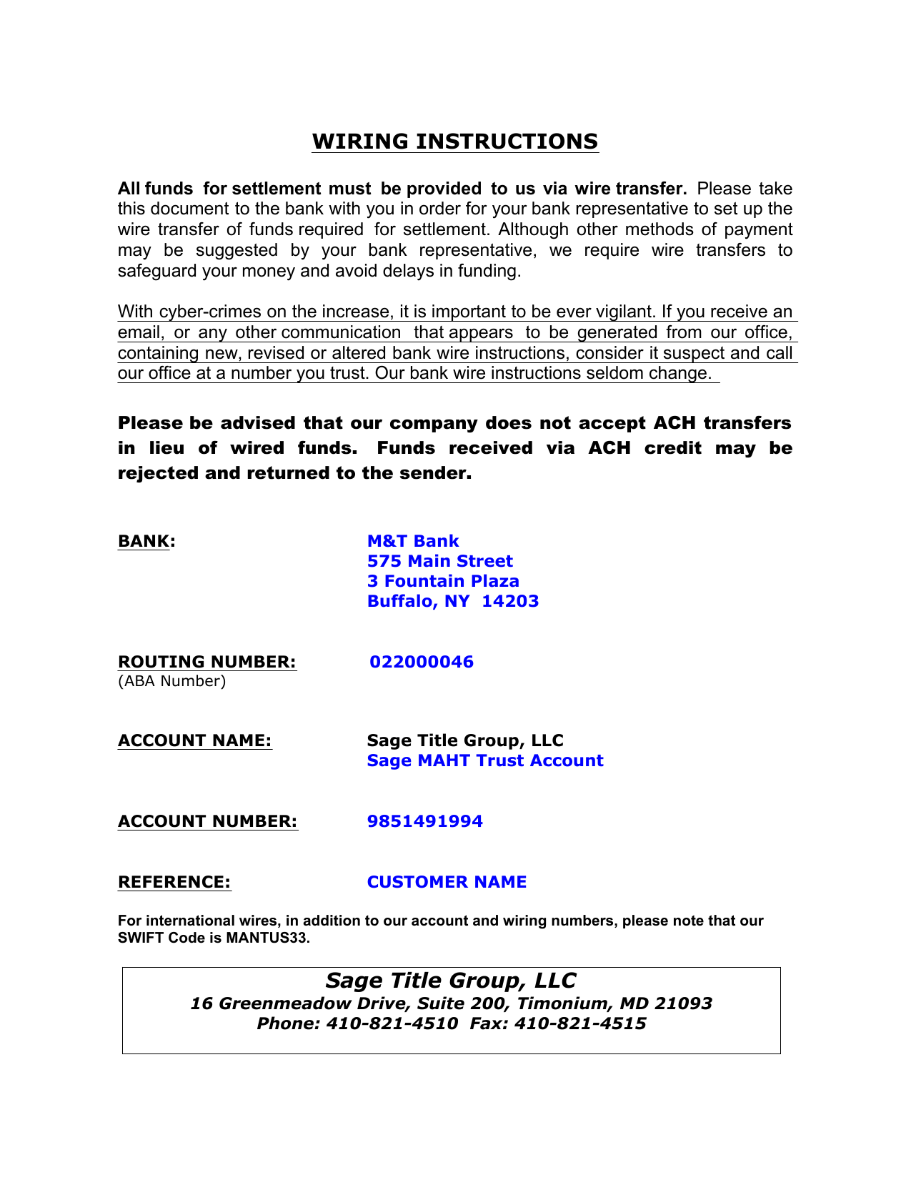 midland trust company wire instructions