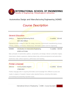 ADME Course Description - International School of Engineering