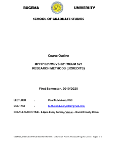 2019 Graduate School-Course Outline-Research Methods
