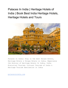 Palaces In India | Heritage Hotels of India | Book Best India Heritage Hotels