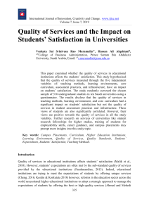 Quality of services and the impact on studetns' satisfaction in Universities