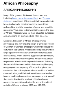 African Philosophy - Encyclopedia.com