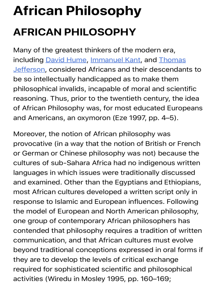 African Philosophy Encyclopedia