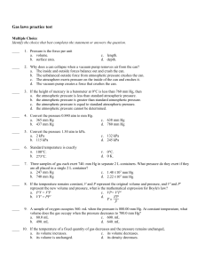chem preap Gas laws practice test with answers