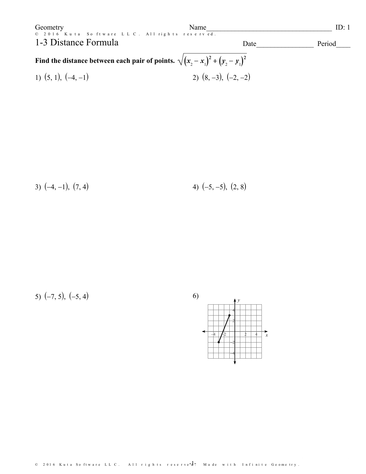 11-11 Distance Formula With Distance Formula Worksheet Geometry