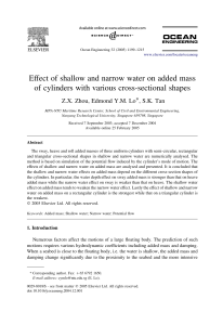 Z.X. Zhou et al. Effect of shallow and narrow water on added mass of cylinders with various cross-sectional shapes