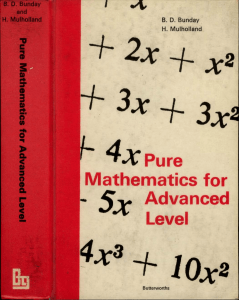 Bunday Mulholland Pure Mathematics For A