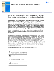 Material challenges for solar cells in the twenty first century directions in emerging technologies