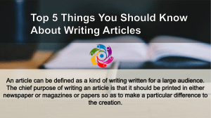 Top 5 Things You Should Know About Writing Articles