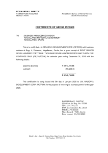 Certificate of Gross Income- JM Development Corp. (Petron)