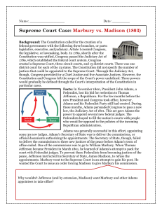 Supreme Courtcase Study Marbury v Madison 