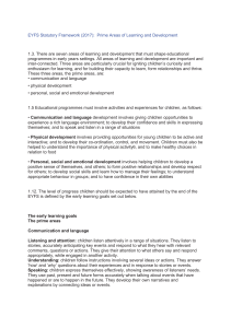 EYFS Framework: Prime Areas of Learning & Development