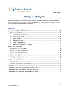 Writing a Food Safety Plan