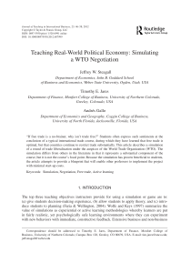 Teaching Real World Political Economy Simulating a WTO Negotiation