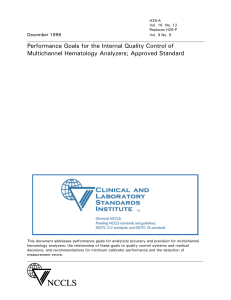 CLSI Performance Goals for the IQC Hematology analyzer