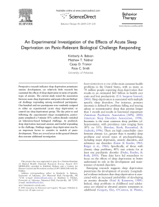 An Experimental Investigation of the Effects of Acute Sleep deprivation