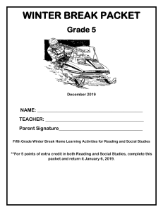 5th Grade Winter Break Packet: Reading & Social Studies