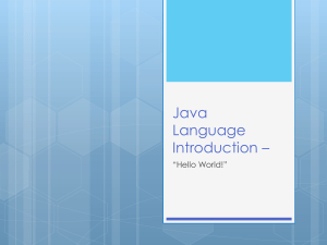 Java Language Introduction –