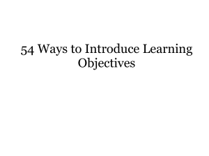  54 Ways to Introduce Learning Objectives 
