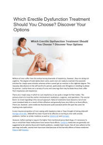 Which Erectile Dysfunction Treatment Should You Choose? Discover Your Options