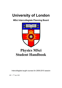 MSci Physics Intercollegiate handbook09 (UoL)