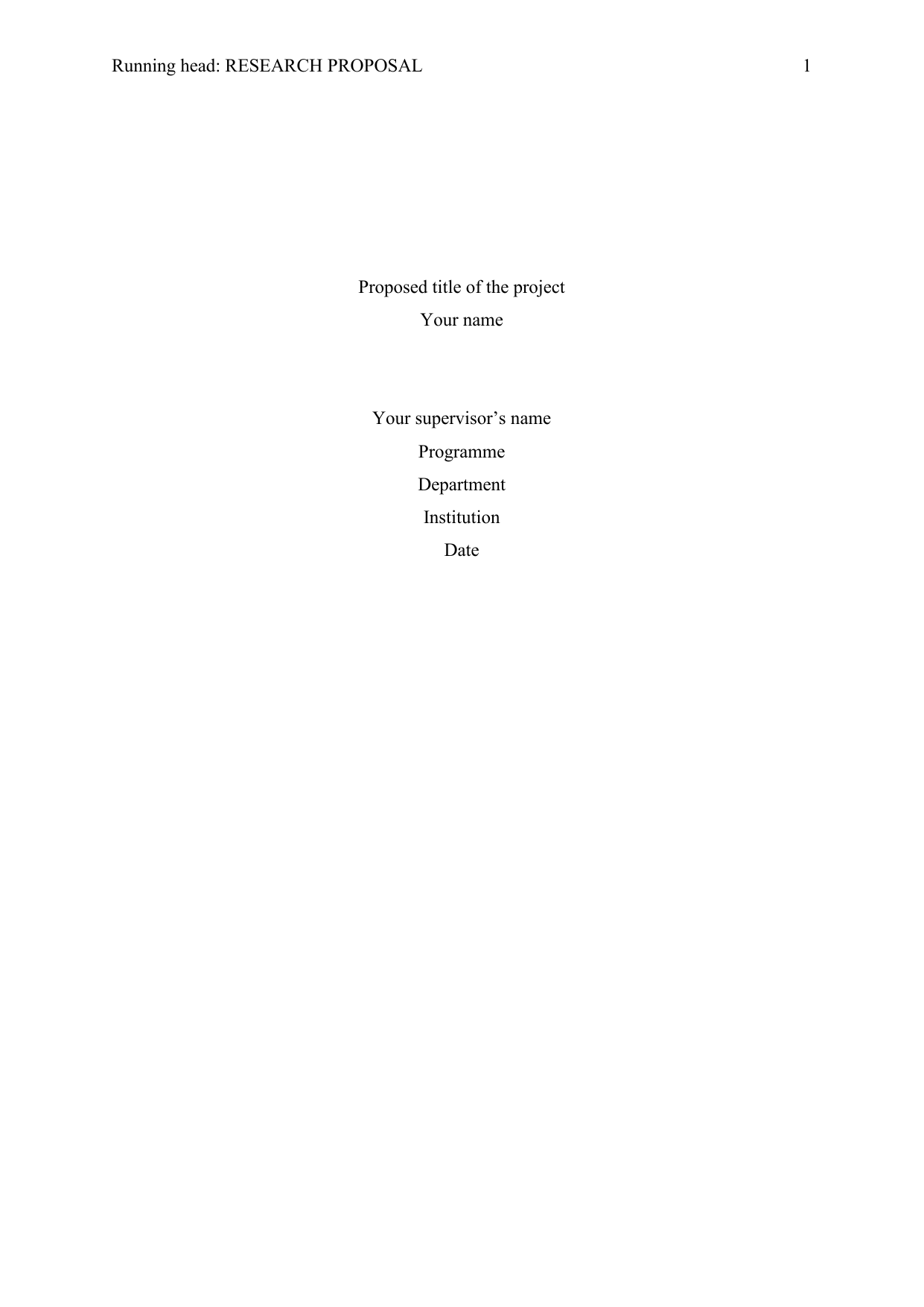 research proposal title page apa format