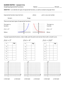 6-1 Guided Notes - Graphing Exponential Functions