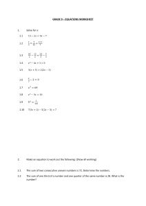 Equations wsheet revision of gr 9