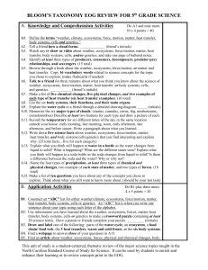 Bloom's Taxonomy EOG Review Tasks 5th grade
