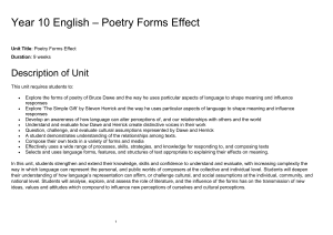 Year 10 English – Poetry and Form