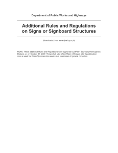 Additional Rules and Regulation on Signs or Signboard Structures