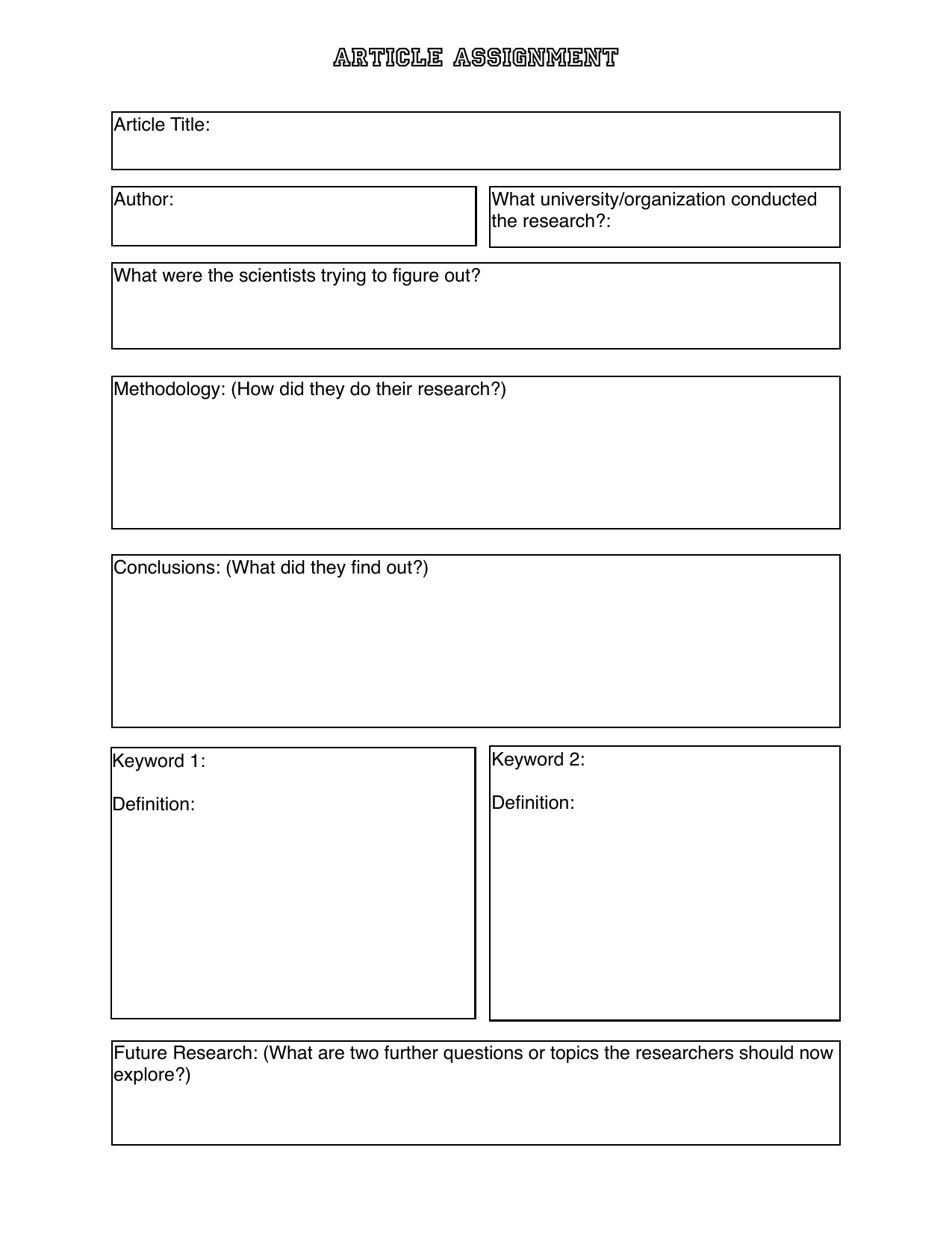 research article graphic organizer