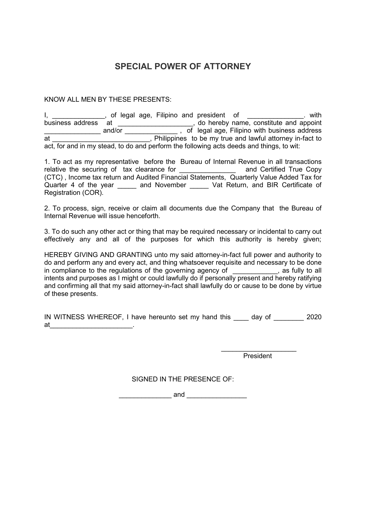 Letter Authorized Representative Authorization Special Power Of Attorney Sample Templates 2943