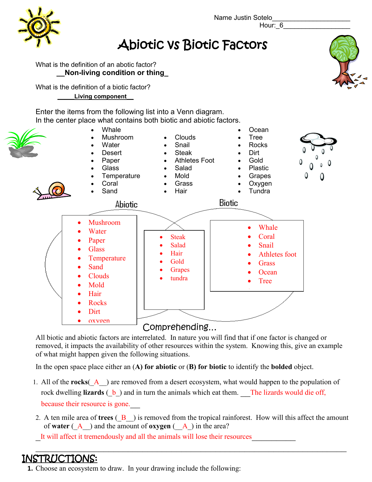 Abiotic vs Biotic Factors Answer Key Regarding Abiotic Vs Biotic Factors Worksheet Answers